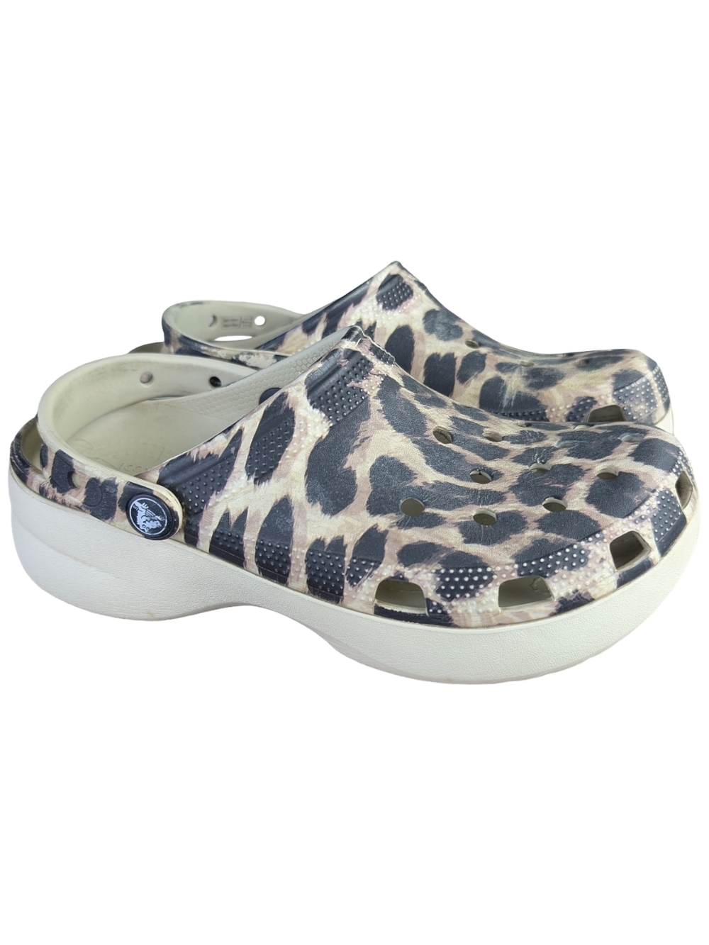 Crocs Leopard Print Platform Clogs Women’s Size 8 Animal Print Comfort Shoes
